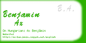 benjamin ax business card